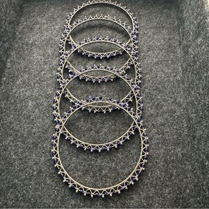 Elegant Silver and Blue Beaded Bangles